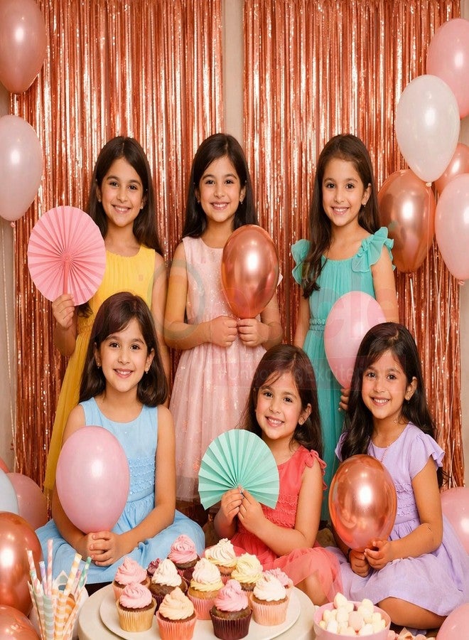 بروبسيكل ستائر بروبسيكل المعدنية اللامعة باللون الذهبي الوردي، قطعتان، مقاس 4 أقدام × 6 أقدام، لتزيين حفلات الذكرى السنوية، وأعياد الميلاد، وحفلات توديع العزوبية، وحفلات استقبال المولود (عبوة من قطعتين) - Image 4